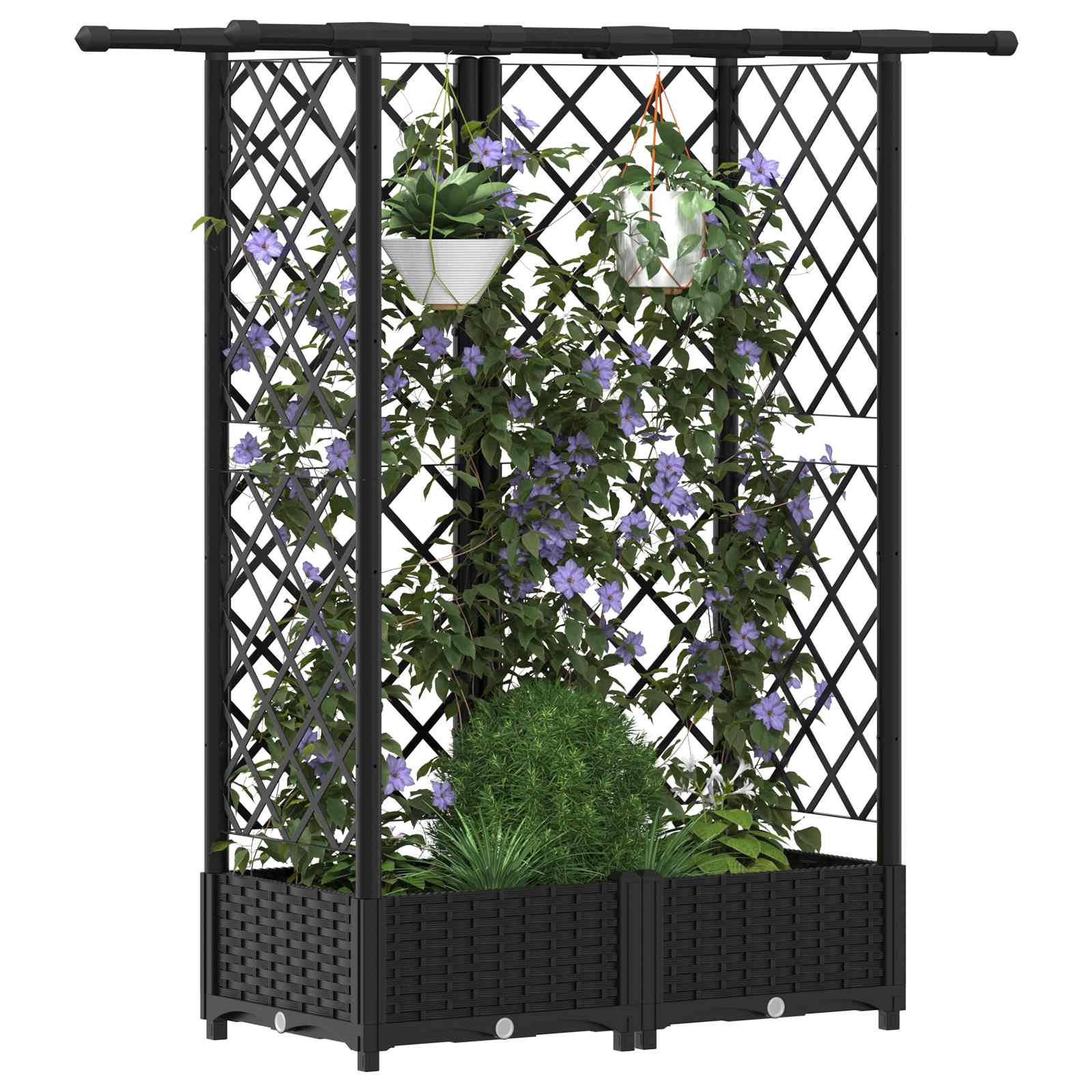 Letto Rialzato con Griglia e Tetto Nero 124 x 40 x 123 cm PP | homemem39