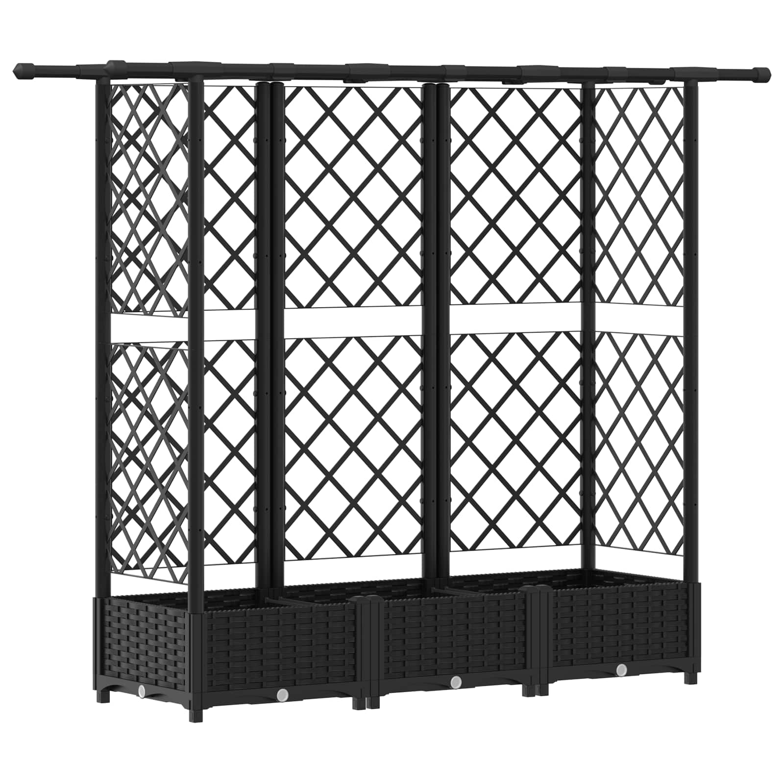 Letto Rialzato con Griglia e Tetto Nero 164 x 40 x 123 cm PP | homemem39