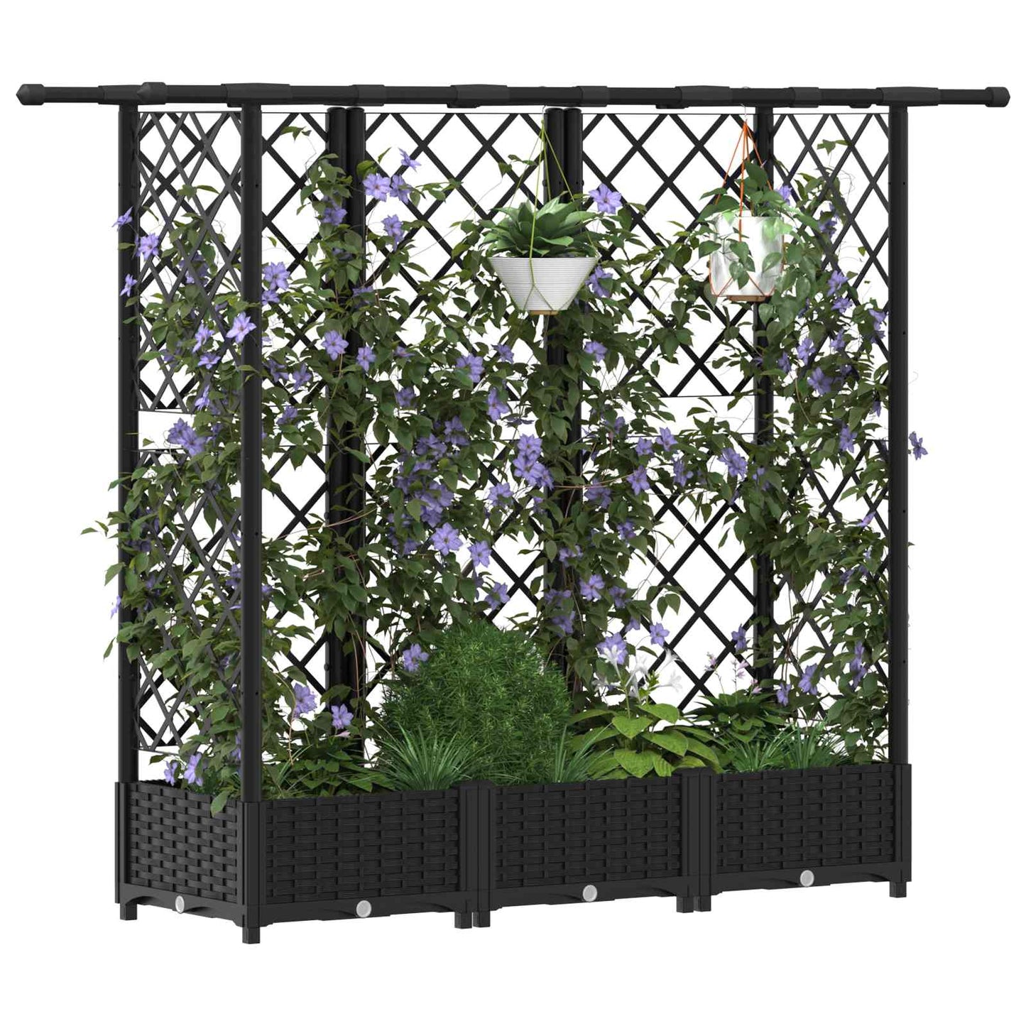 Letto Rialzato con Griglia e Tetto Nero 164 x 40 x 123 cm PP | homemem39