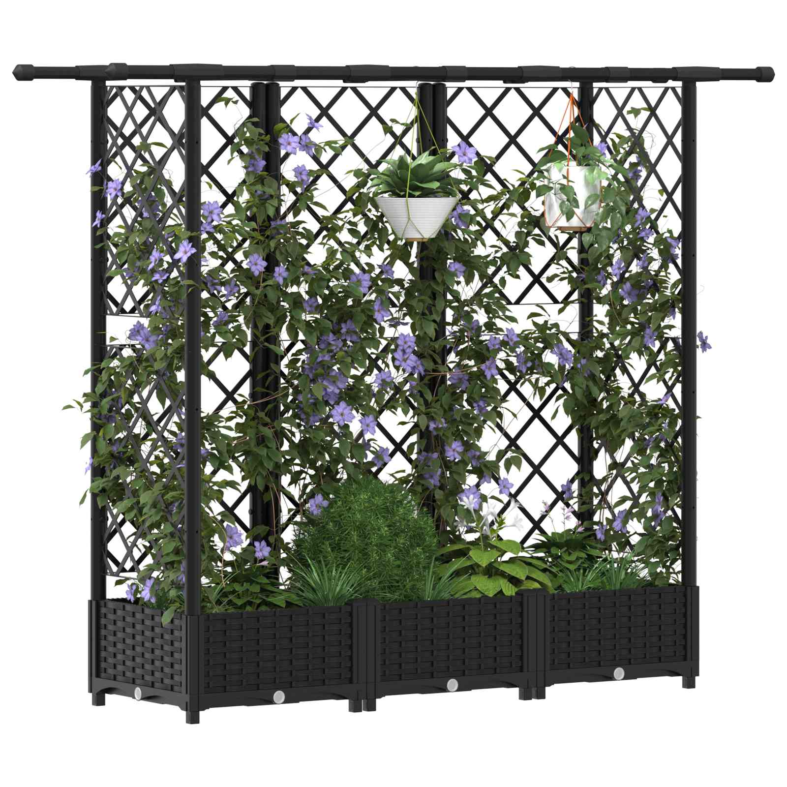 Letto Rialzato con Griglia e Tetto Nero 164 x 40 x 123 cm PP | homemem39