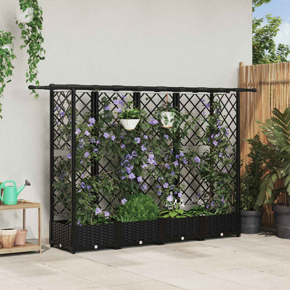 Letto Rialzato con Griglia e Tetto Nero 202,5 x 40 x 123 cm PP | homemem39