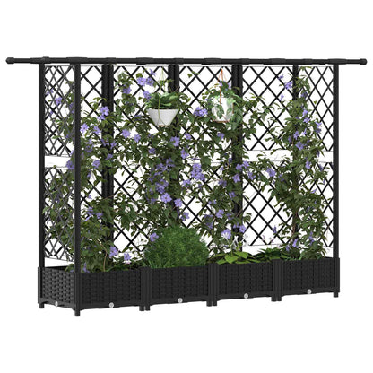 Letto Rialzato con Griglia e Tetto Nero 202,5 x 40 x 123 cm PP | homemem39