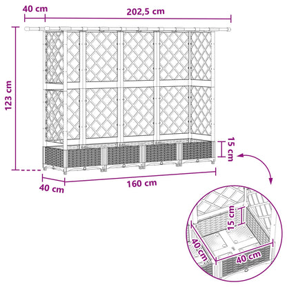 Letto Rialzato con Griglia e Tetto Nero 202,5 x 40 x 123 cm PP | homemem39