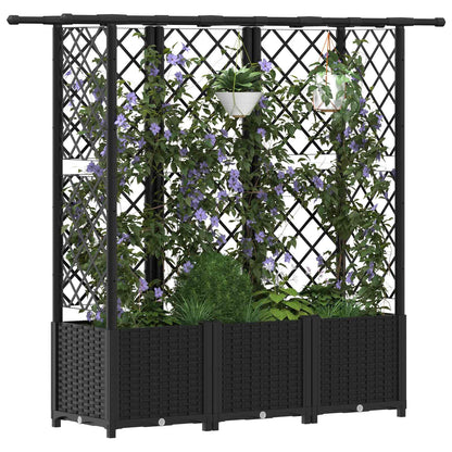Letto Rialzato con Griglia e Tetto Nero 163,5 x 40 x 138 cm PP | homemem39