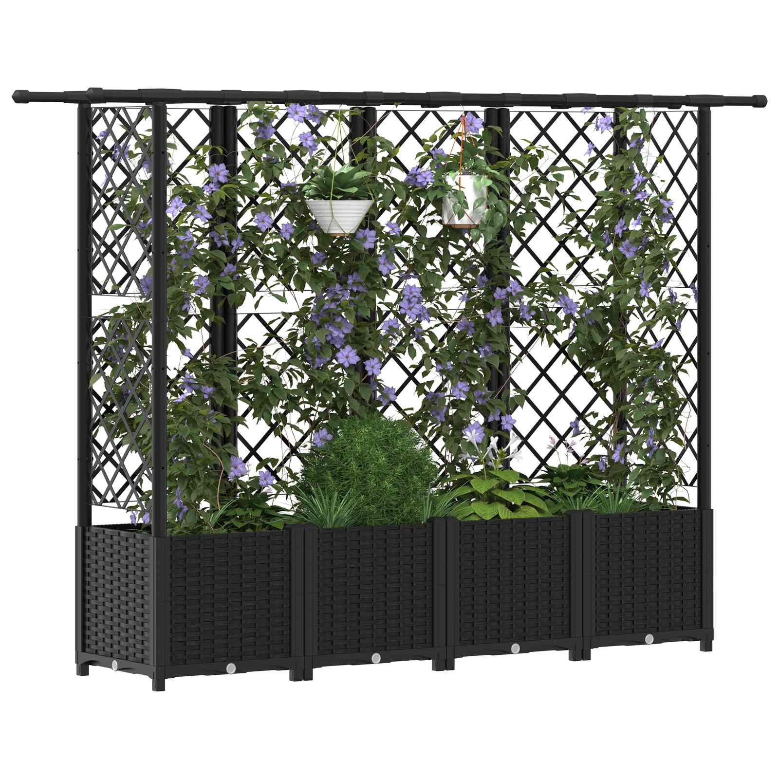 Letto Rialzato con Griglia e Tetto Nero 202 x 40 x 138 cm PP | homemem39