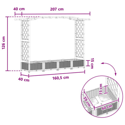 Letto Rialzato con Griglia e Tetto Grigio 207 x 40 x 126 cm PP | homemem39