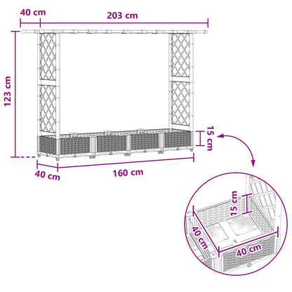 Letto Rialzato con Griglia e Tetto Grigio 203 x 40 x 123 cm PP | homemem39
