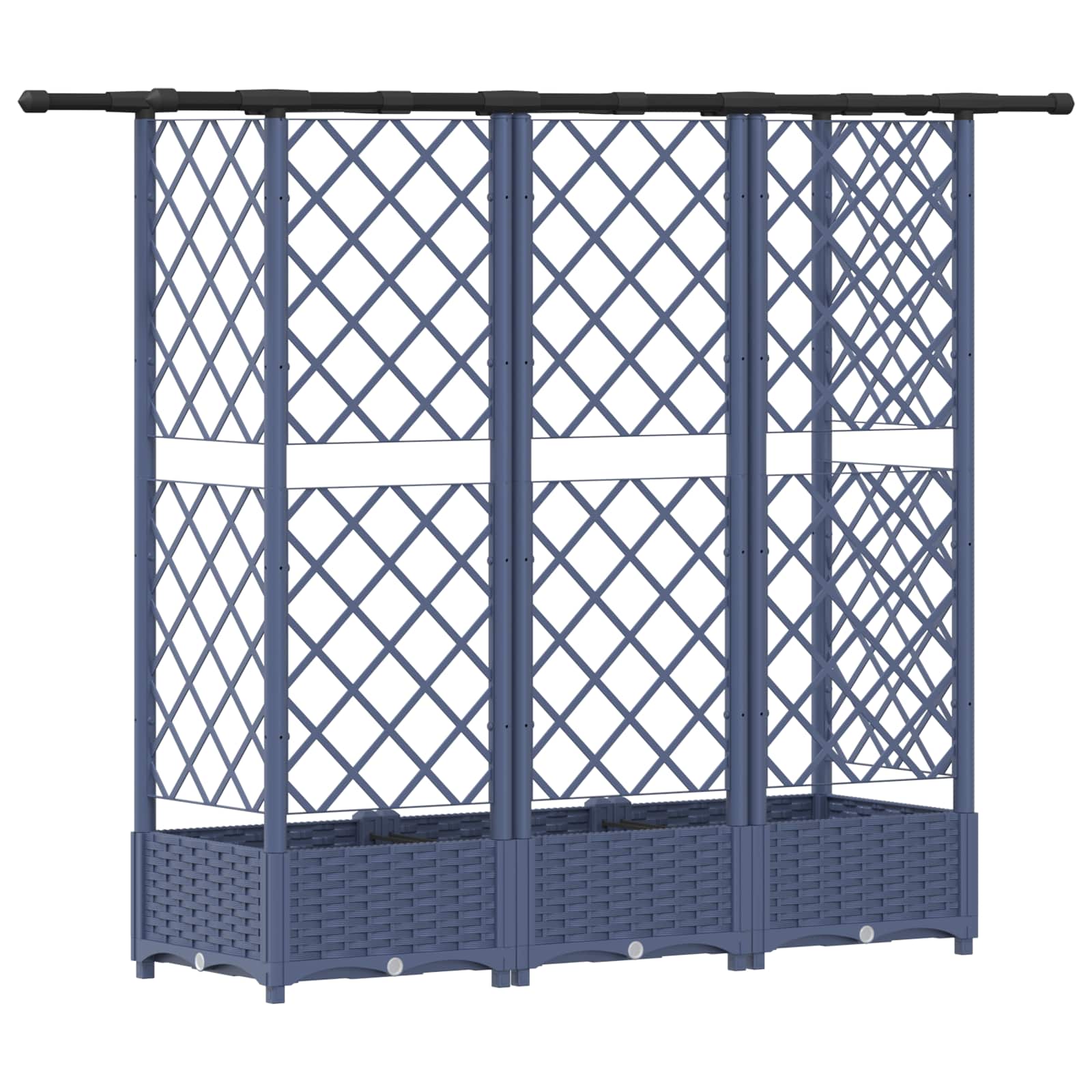 Letto Rialzato con Griglia e Tetto Grigio 164 x 40 x 123 cm PP | homemem39