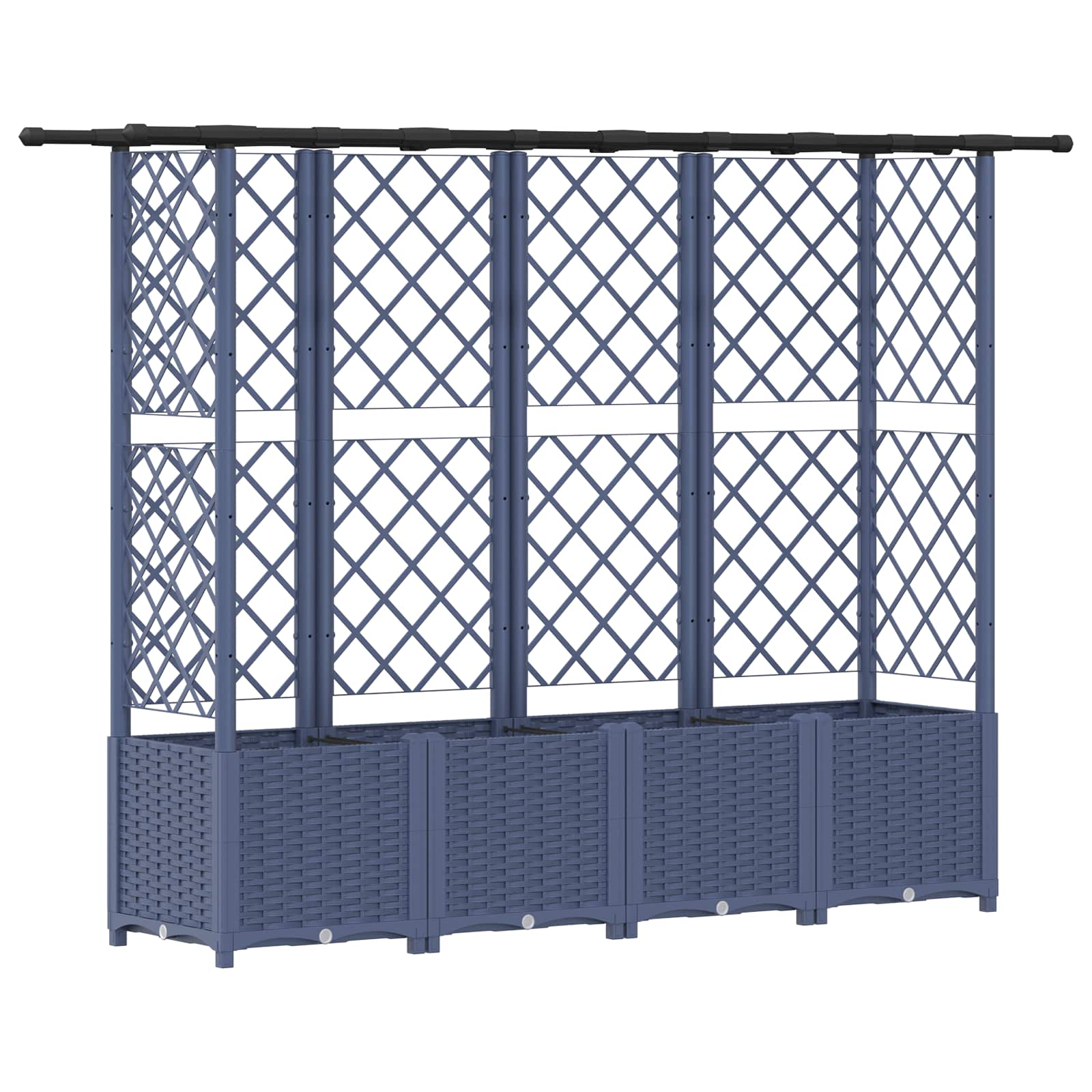 Letto Rialzato con Griglia e Tetto Grigio 202 x 40 x 138 cm PP | homemem39