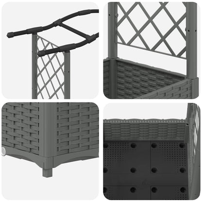 Letto Rialzato con Griglia e Tetto Grigio chiaro PP | homemem39