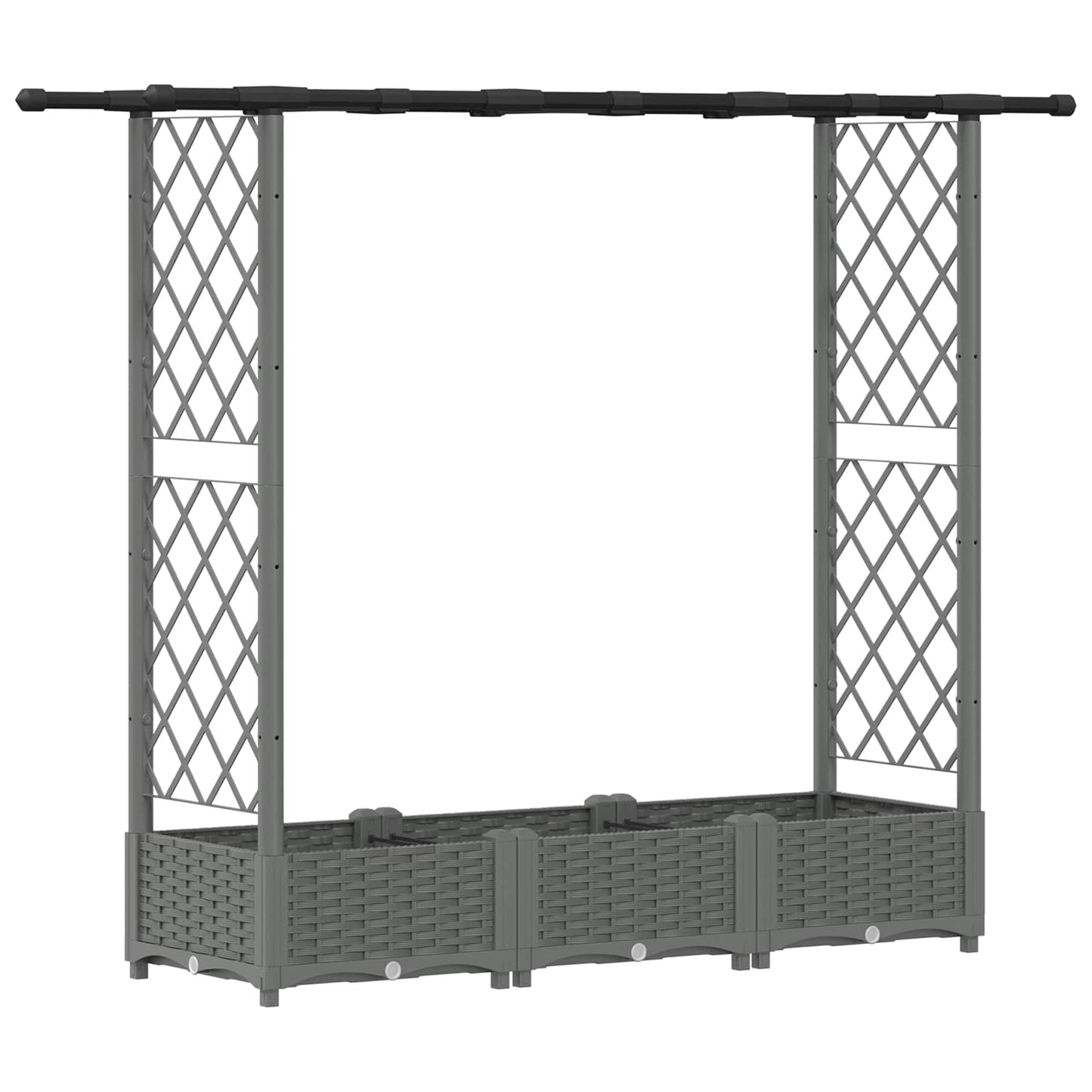Letto Rialzato con Griglia e Tetto Grigio chiaro PP | homemem39