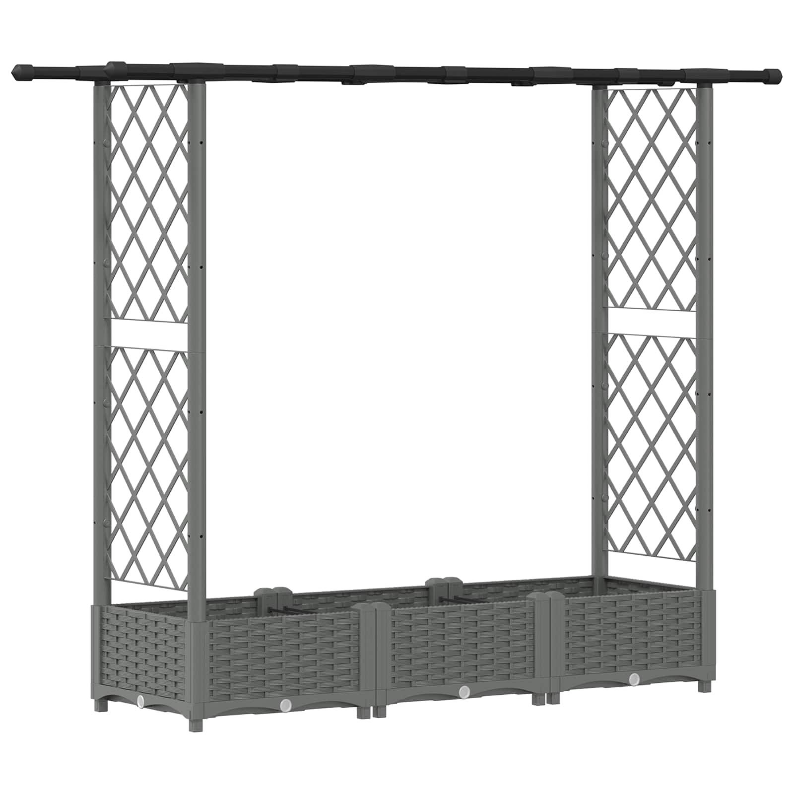 Letto Rialzato con Griglia e Tetto Grigio chiaro PP | homemem39