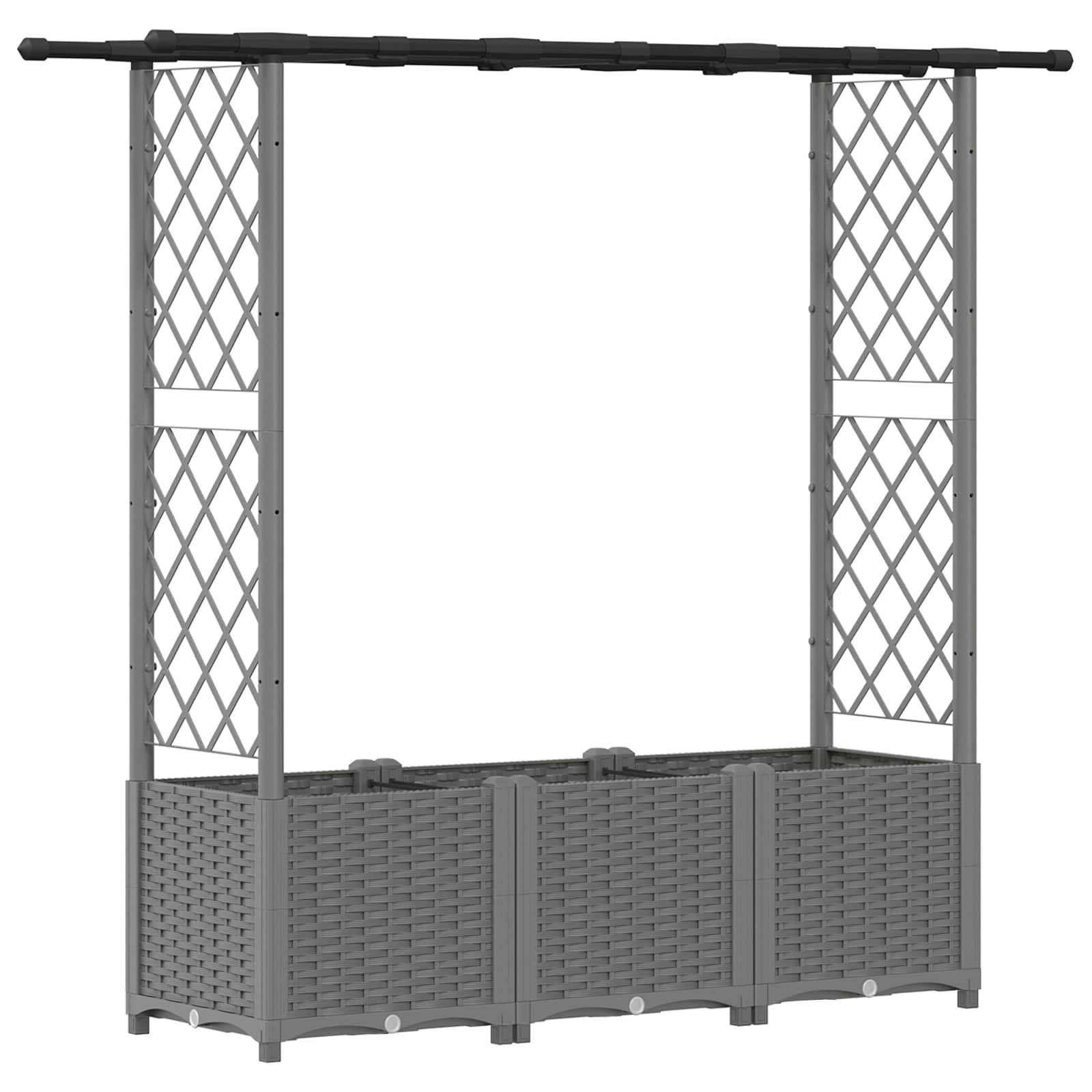 Letto Rialzato con Griglia e Tetto Grigio Chiaro PP | homemem39