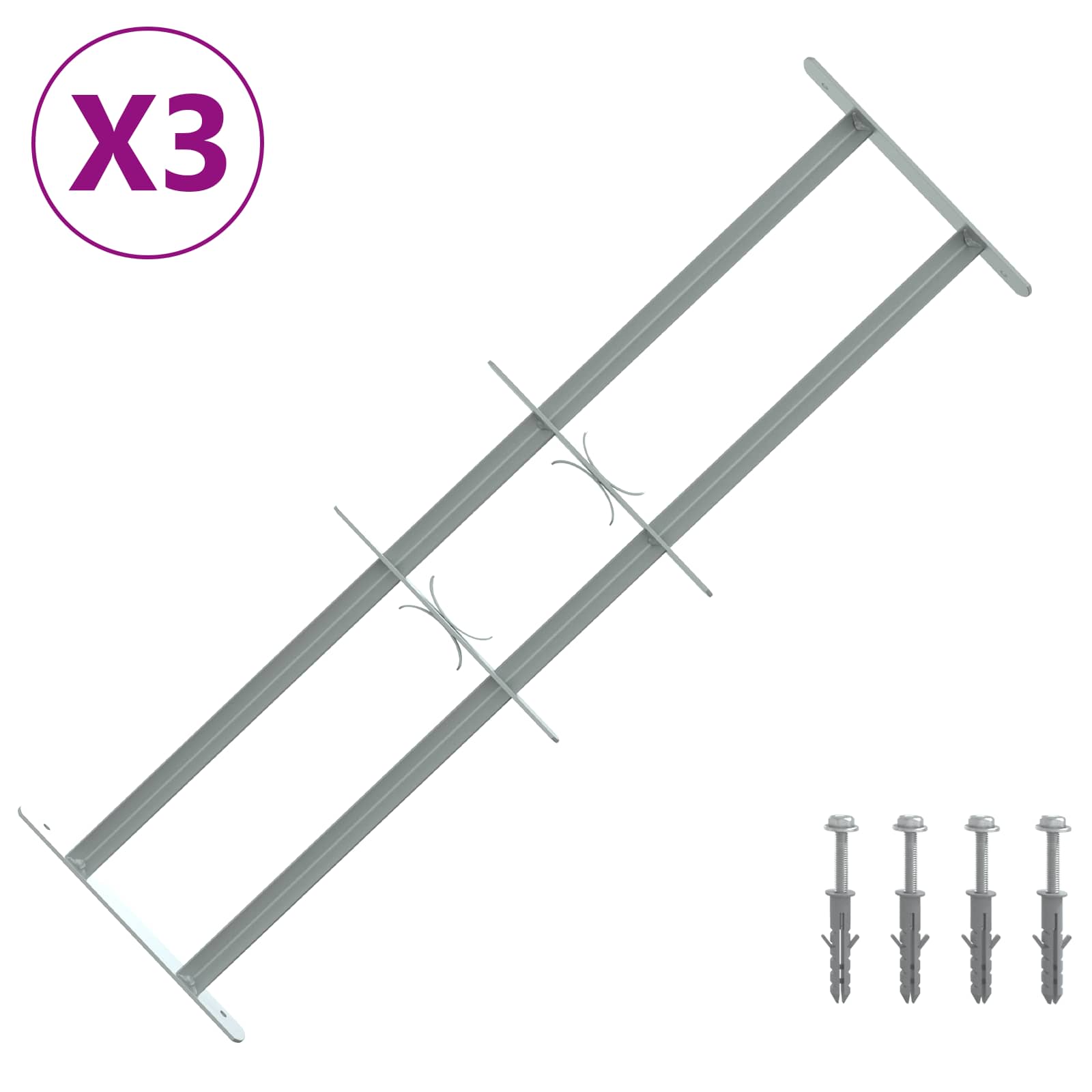 Griglia di Sicurezza per Finestre con 2 Traverse 3 pcs | homemem39