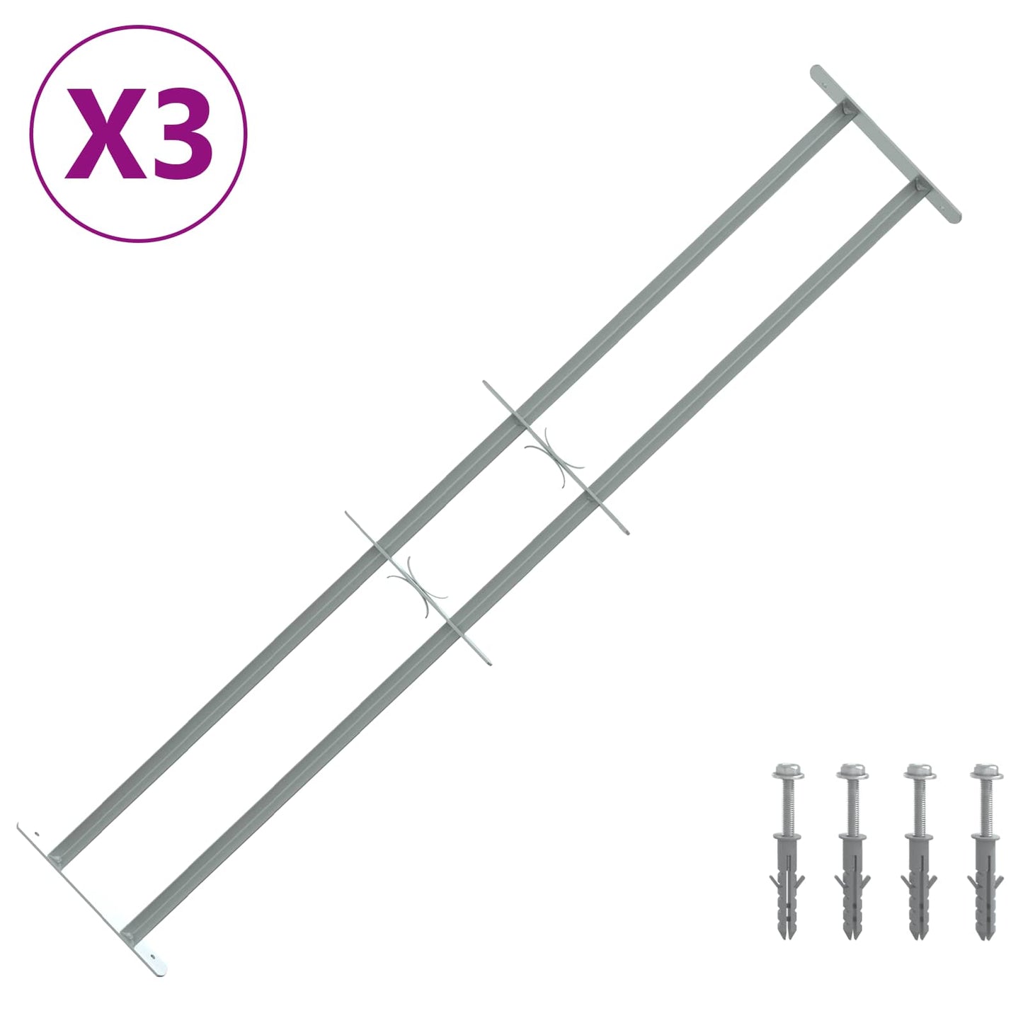 Griglia di Sicurezza per Finestre con 2 Traverse 3 pcs | homemem39