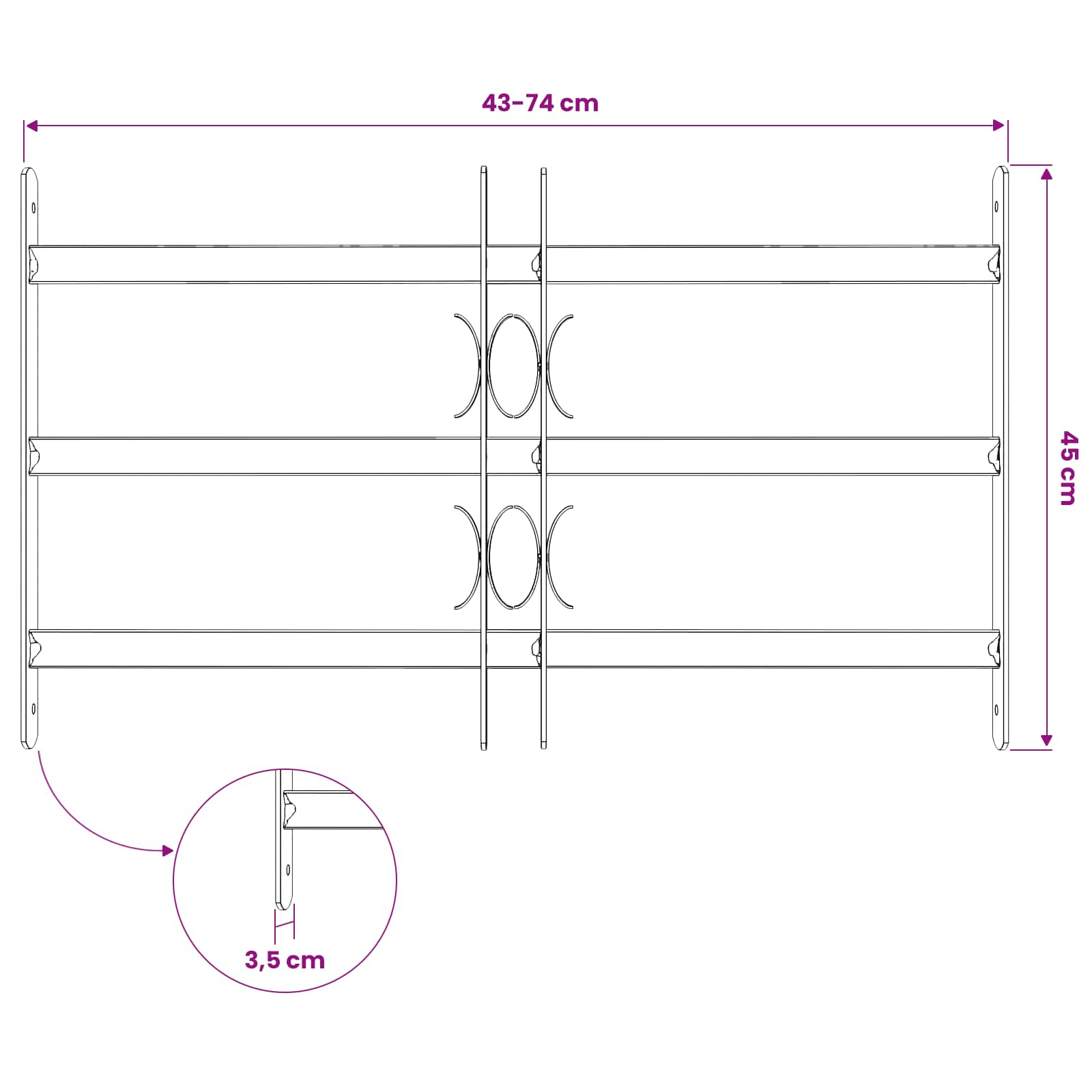 Griglia di Sicurezza per Finestra con 3 Traversine 3 pcs | homemem39