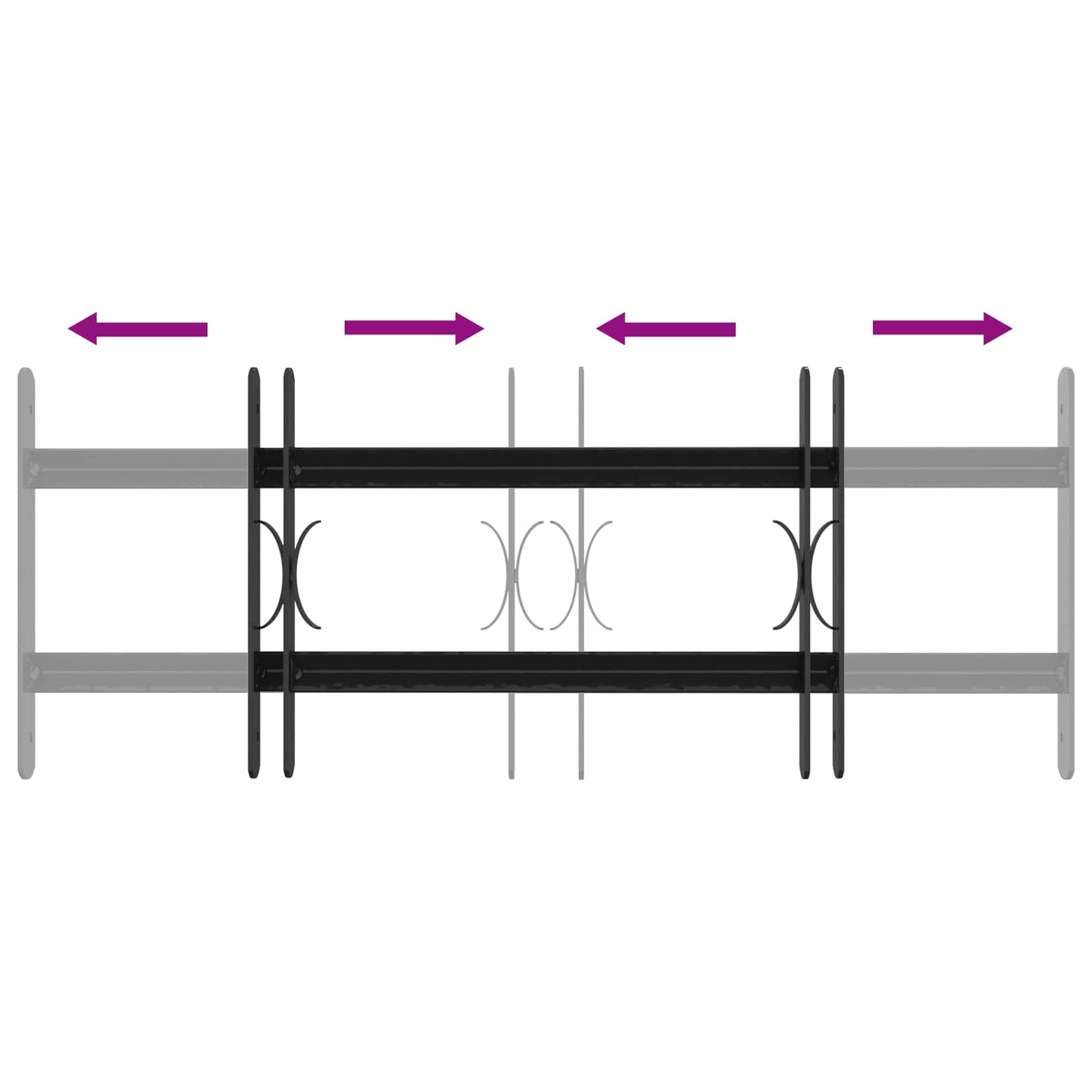 Griglia di Sicurezza per Finestre con 2 Traverse 3 pcs 43-74 cm | homemem39
