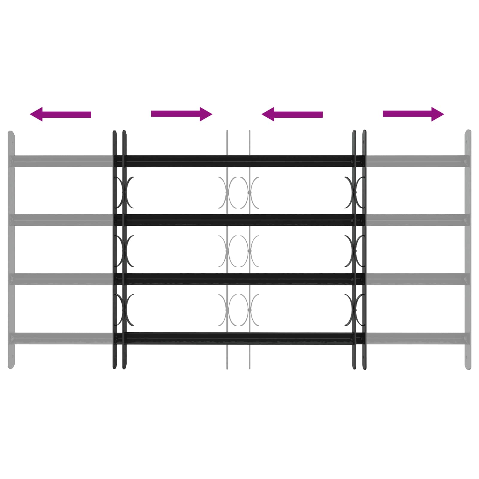 Griglia di sicurezza per finestre con 4 barre trasversali 3 pcs | homemem39