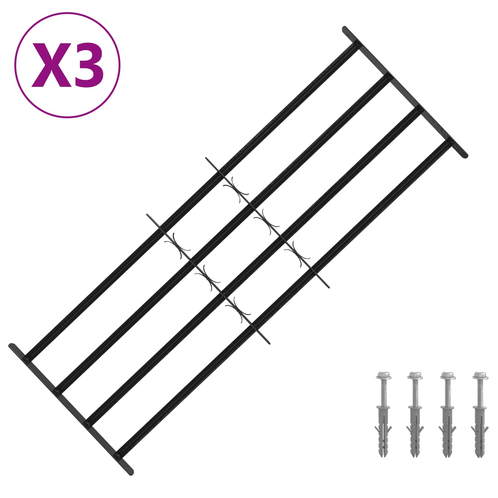 Griglia di sicurezza per finestre con 4 barre trasversali 3 pcs | homemem39