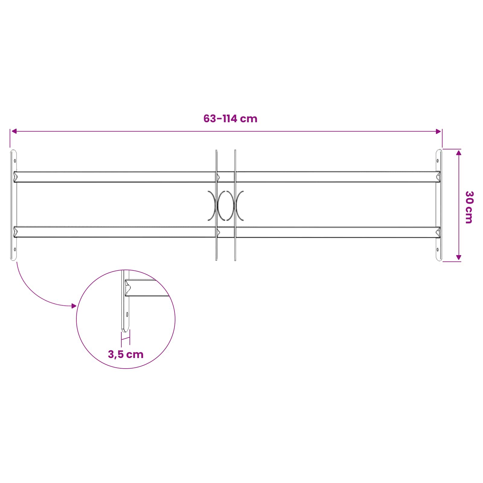 Griglia di Sicurezza per Finestre con 2 Traverse 63-114 cm | homemem39