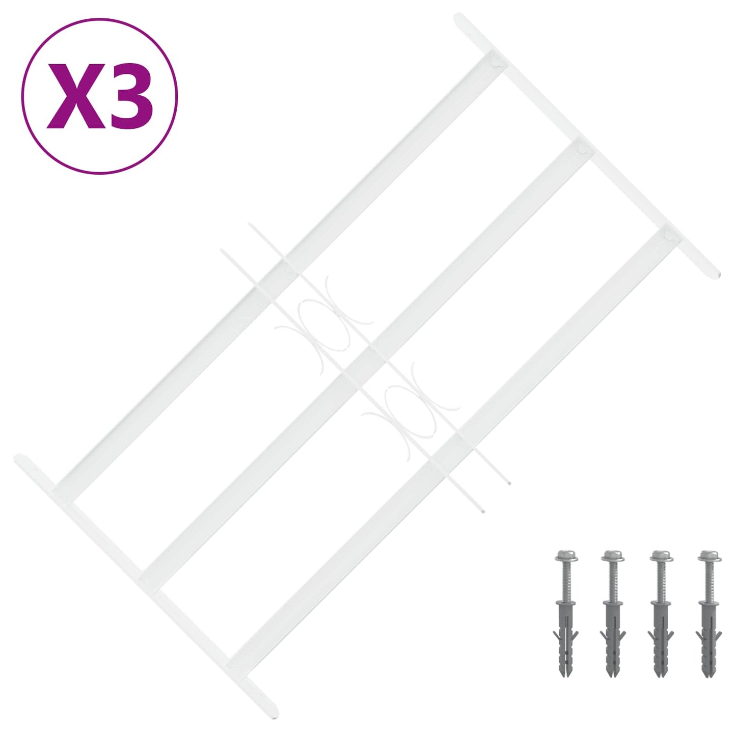 Griglia di Sicurezza per Finestra con 3 Traversine 3 pcs | homemem39