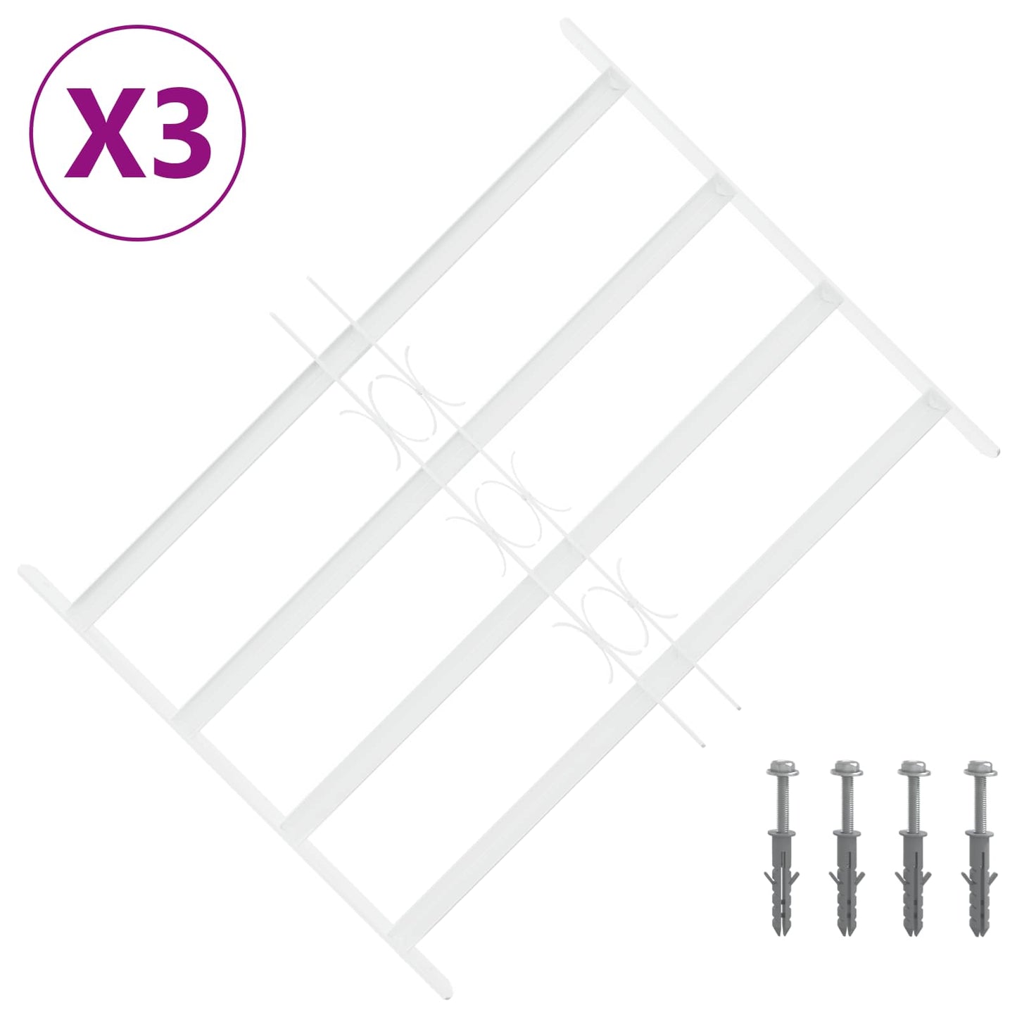 Griglia di sicurezza per finestre con 4 barre trasversali 3 pcs | homemem39