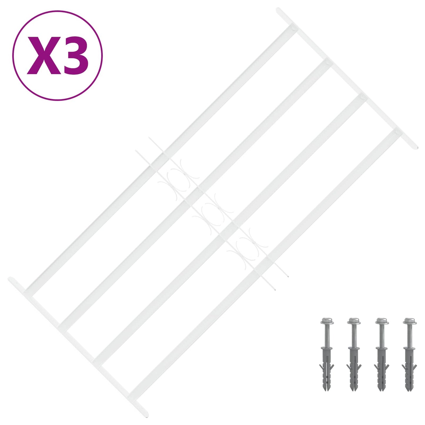 Griglia di sicurezza per finestre con 4 barre trasversali 3 pcs | homemem39