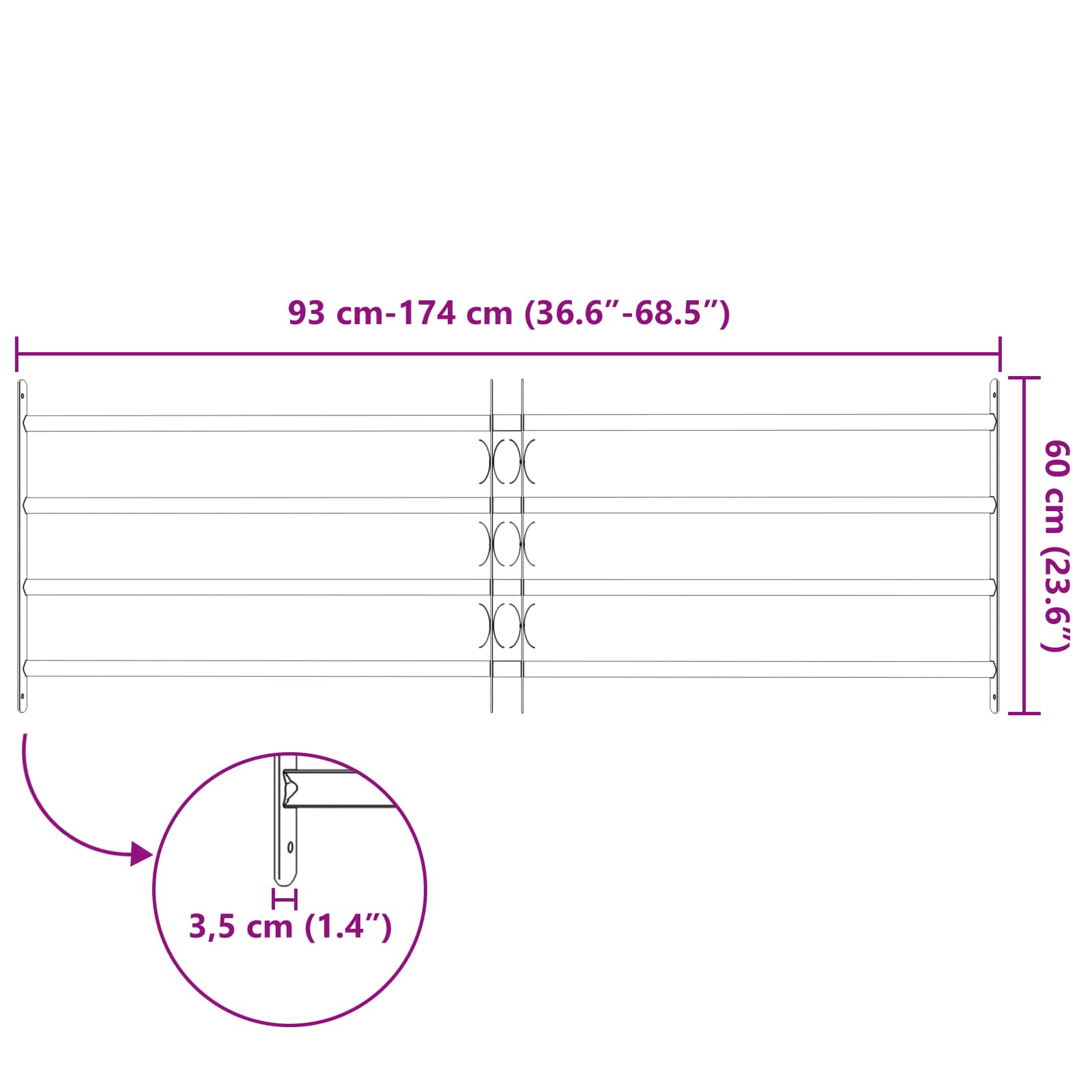 Griglia di sicurezza per finestre con 4 barre trasversali 3 pcs | homemem39