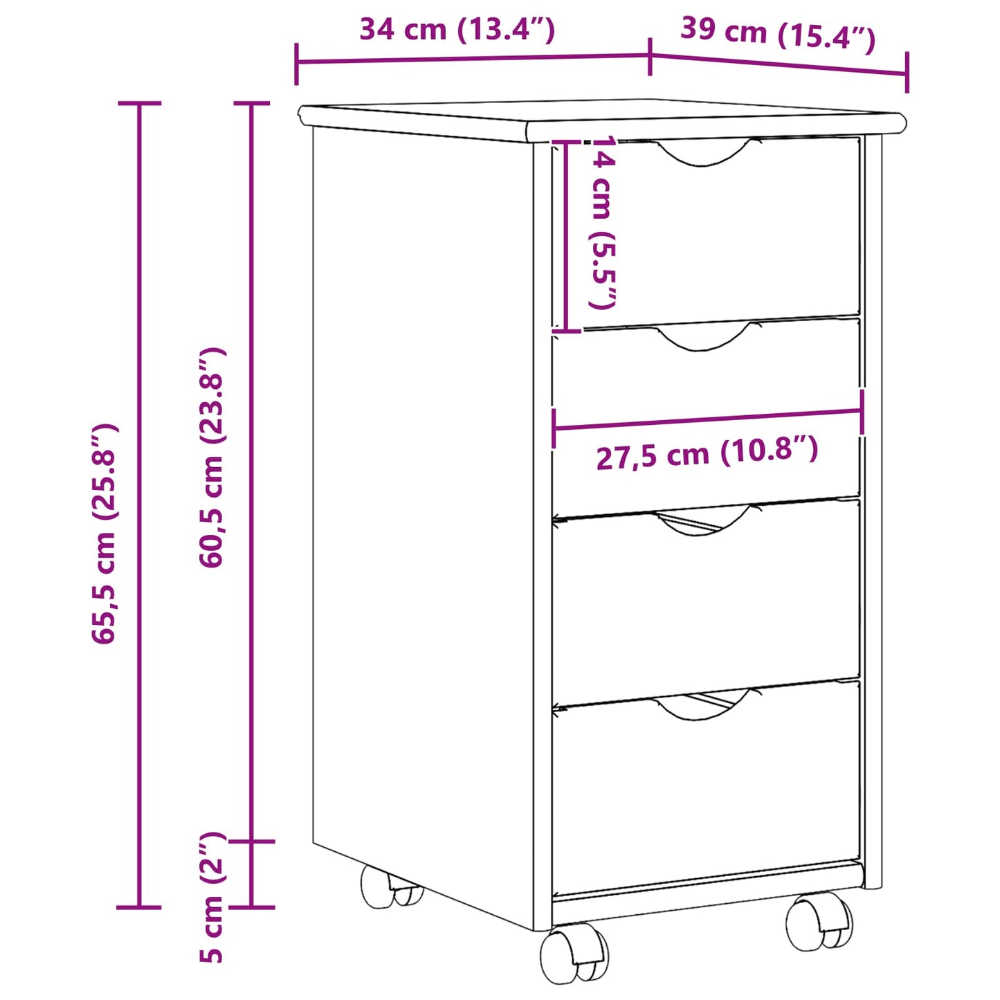 Mobile con Ruote con ruota Marrone 65,5 x 34 x 39 cm | homemem39