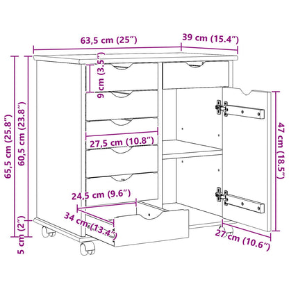 Mobile con Ruote con ruota Marrone 63,5 x 39 x 65,5 cm | homemem39