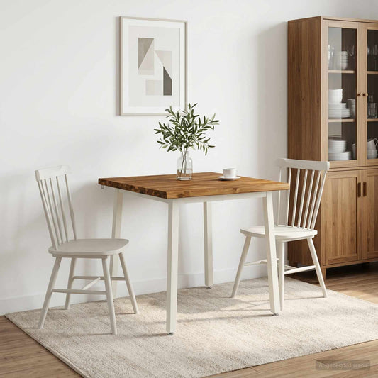 80 x 80 x 75 cm Legno di Acacia Massello Naturale e Bianco
