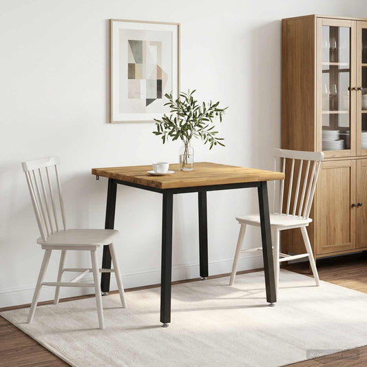 90 x 90 x 75 cm Legno di Acacia Massello Bianco e Nero Quadrato