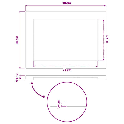Piano del Tavolo Rettangolare 90 x 50 x 3,2 cm Rettangolare | homemem39