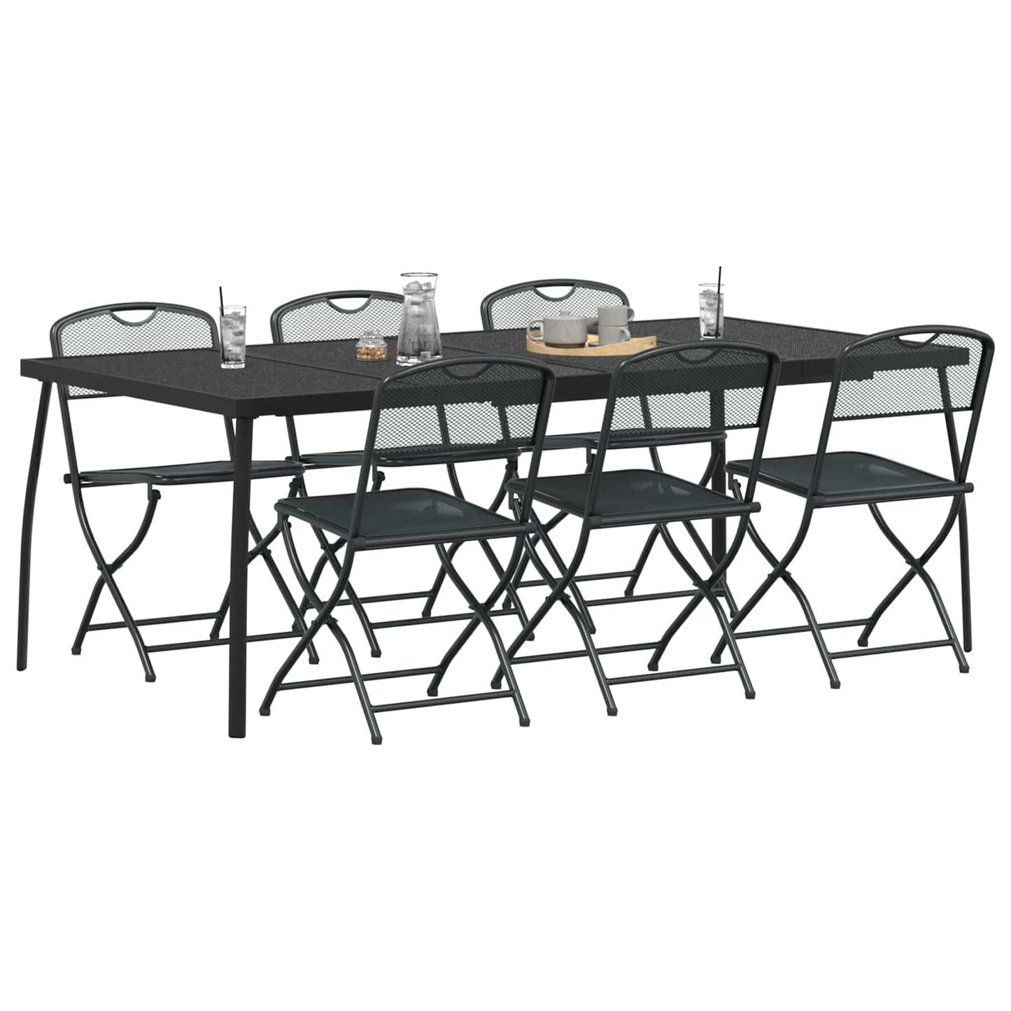 Set di Mobili da Esterno 7 pcs Antracite Ferro e Acciaio | homemem39