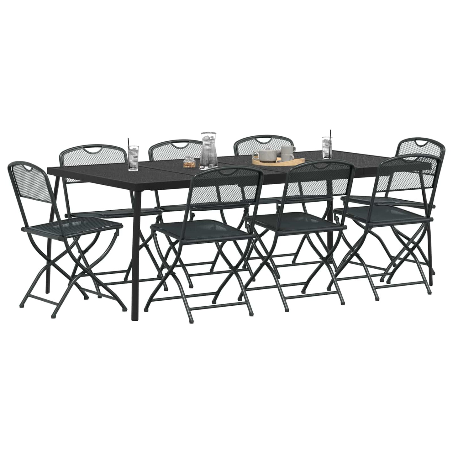 Set di Mobili da Esterno 9 pcs Antracite Ferro e Acciaio | homemem39