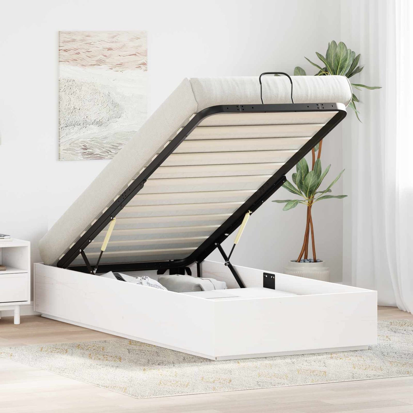 Letto ottomano Bianco 75 x 190 cm Legno di pino massiccio | homemem39