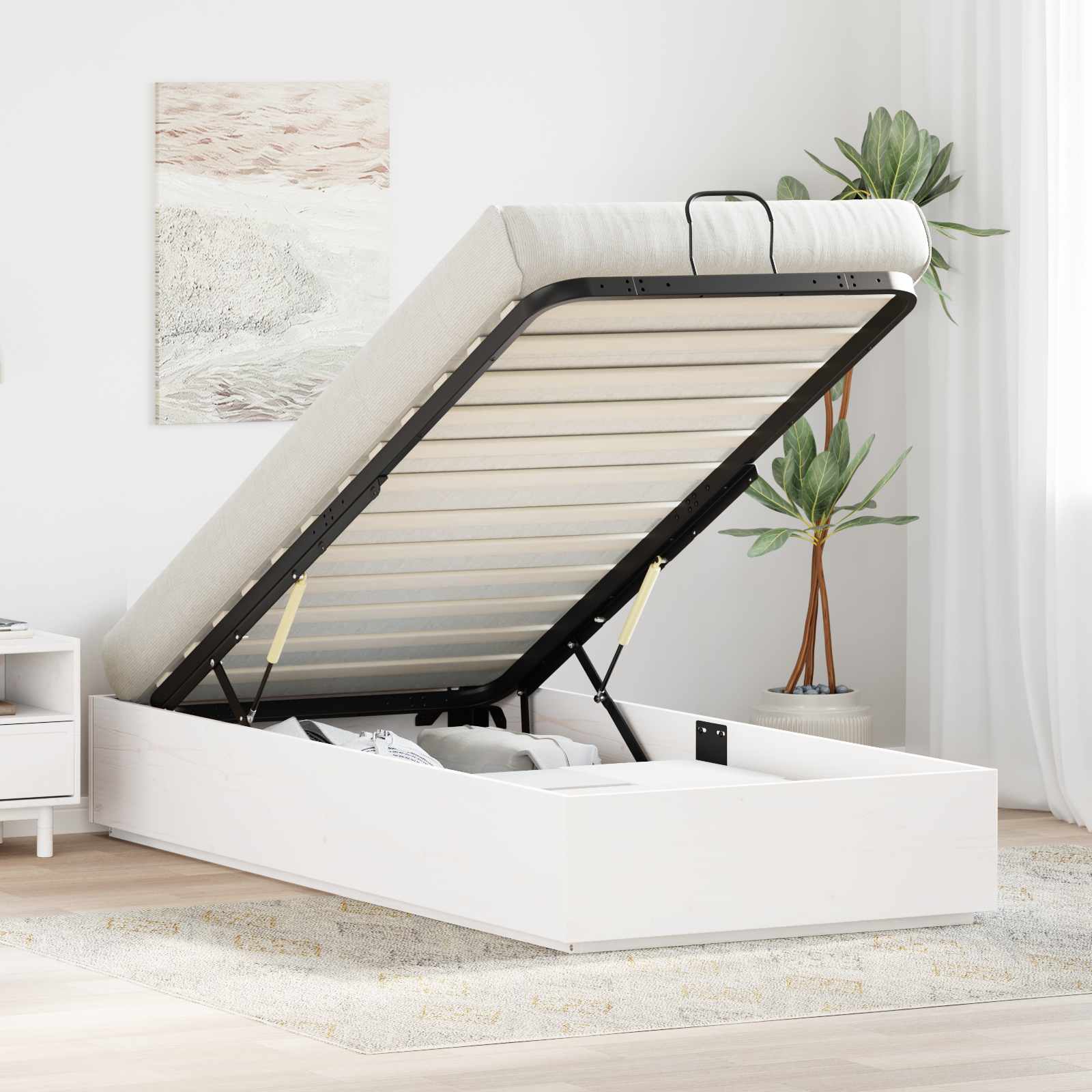 Letto ottomano Bianco 75 x 190 cm Legno di pino massiccio | homemem39