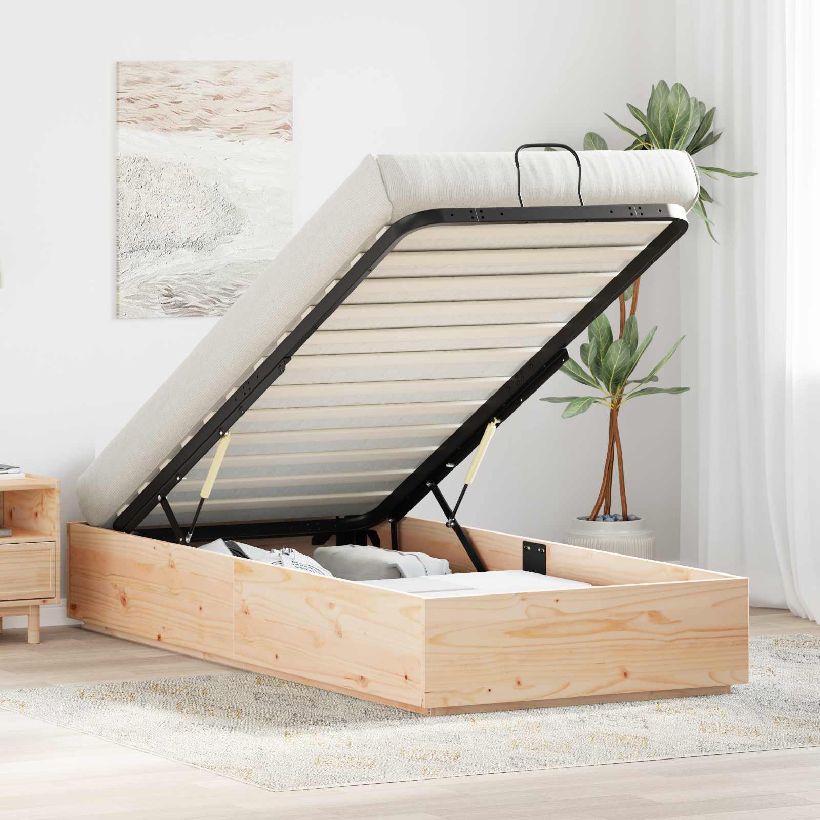 Letto ottomano Naturale 90 x 190 cm Legno di pino massiccio | homemem39