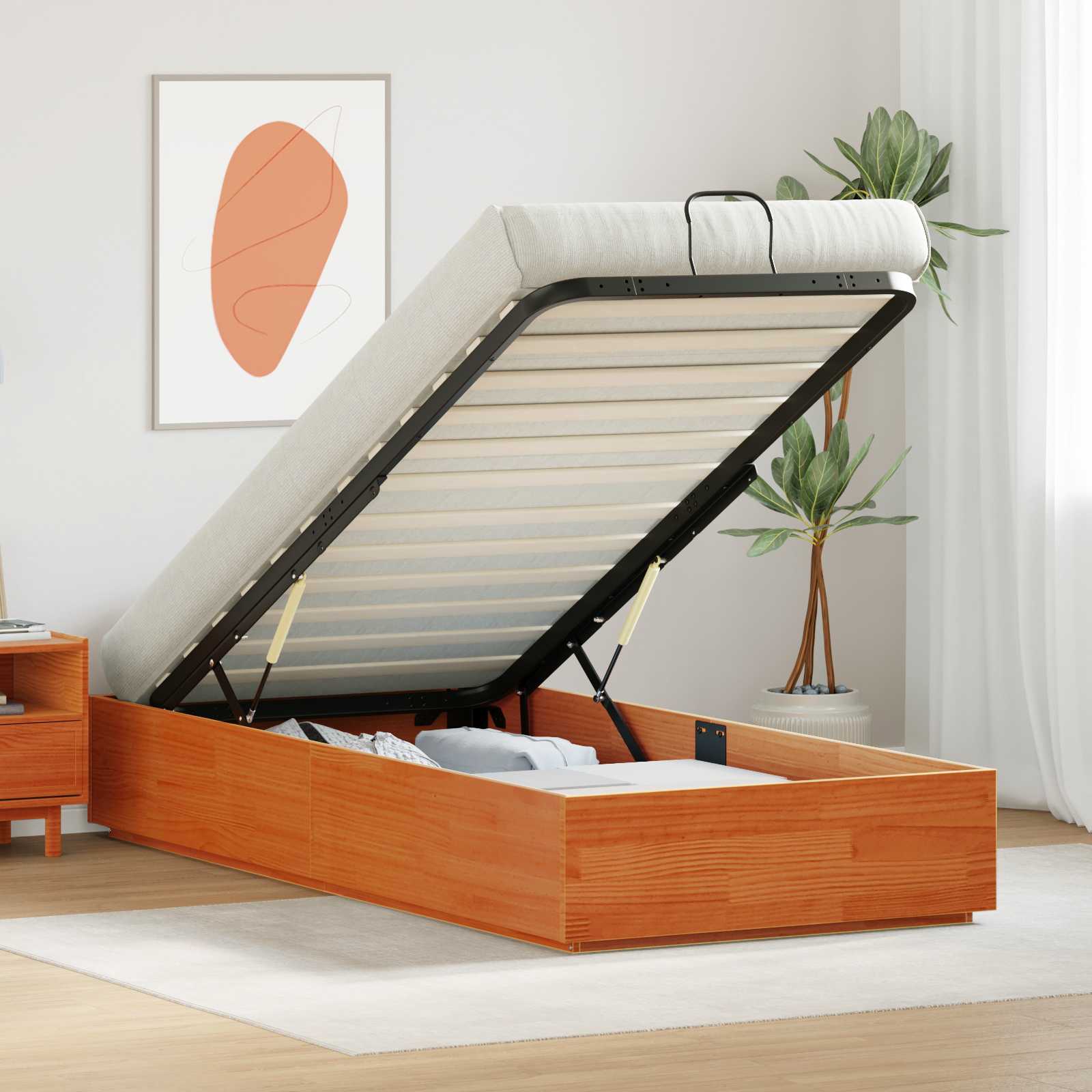 Letto ottomano Marrone Cera 90 x 190 cm Legno di pino massiccio | homemem39