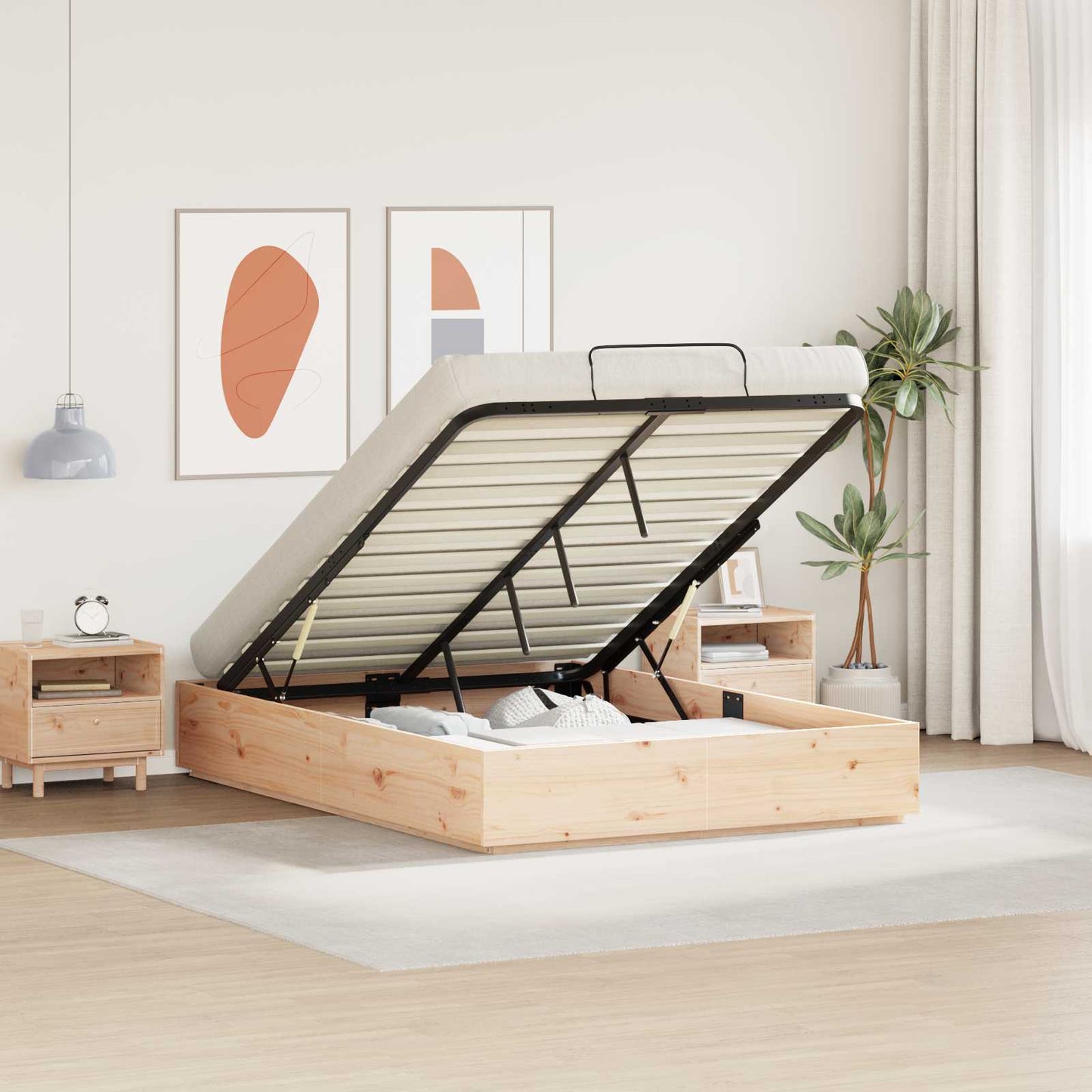Letto ottomano Naturale 140 x 190 cm Legno di pino massiccio | homemem39