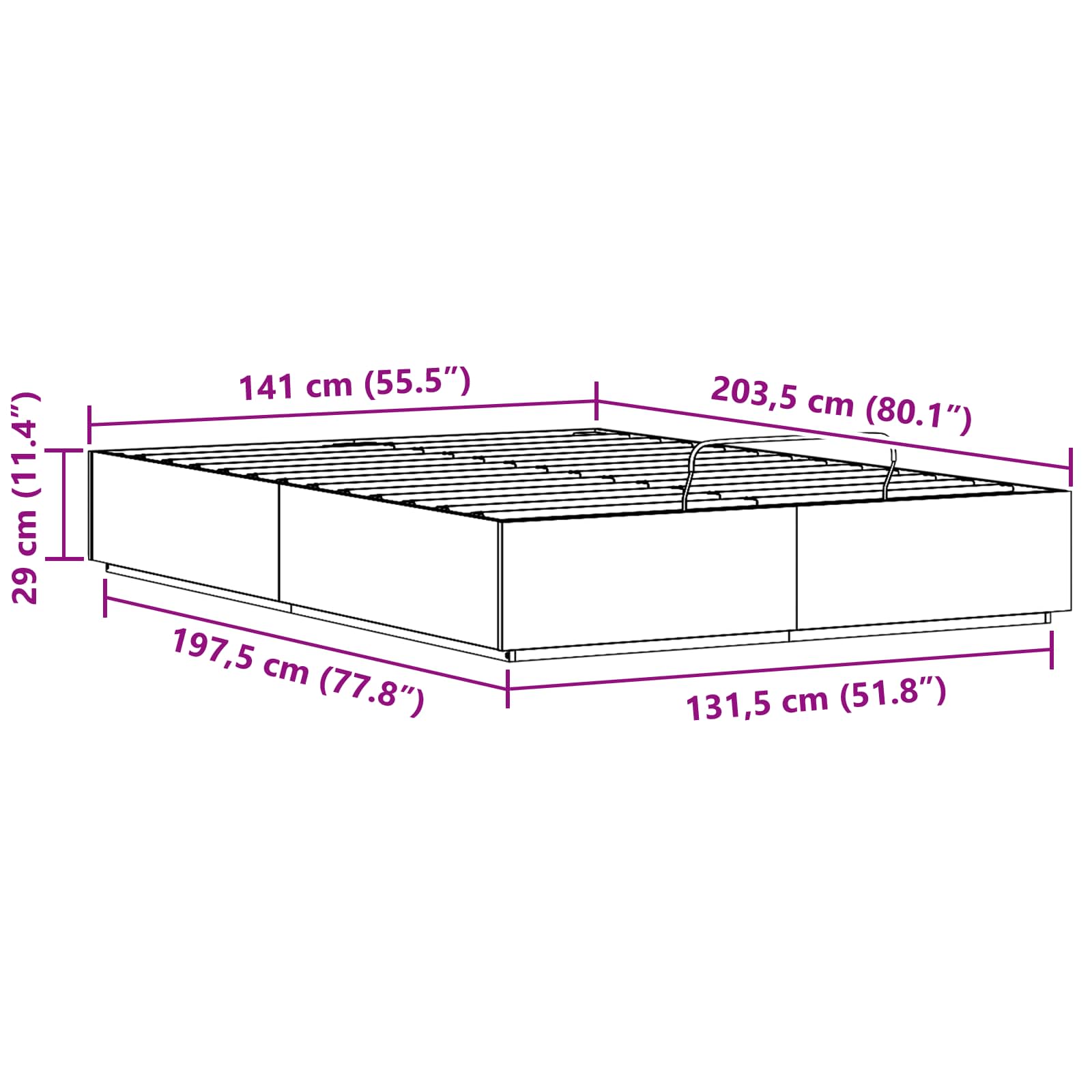 Letto ottomano Naturale 140 x 200 cm Legno di pino massiccio | homemem39