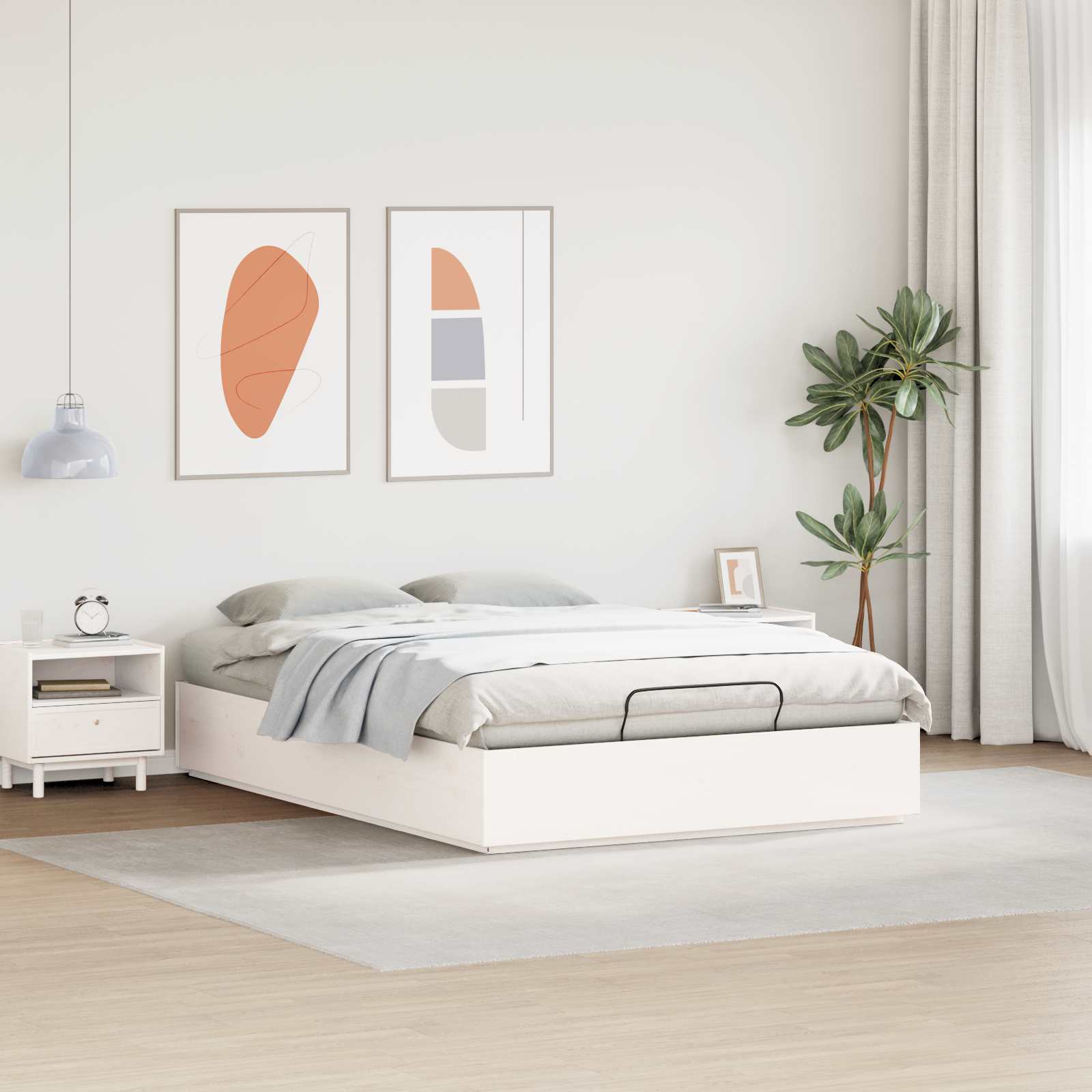 Letto ottomano Bianco 160 x 200 cm Legno di pino massiccio | homemem39