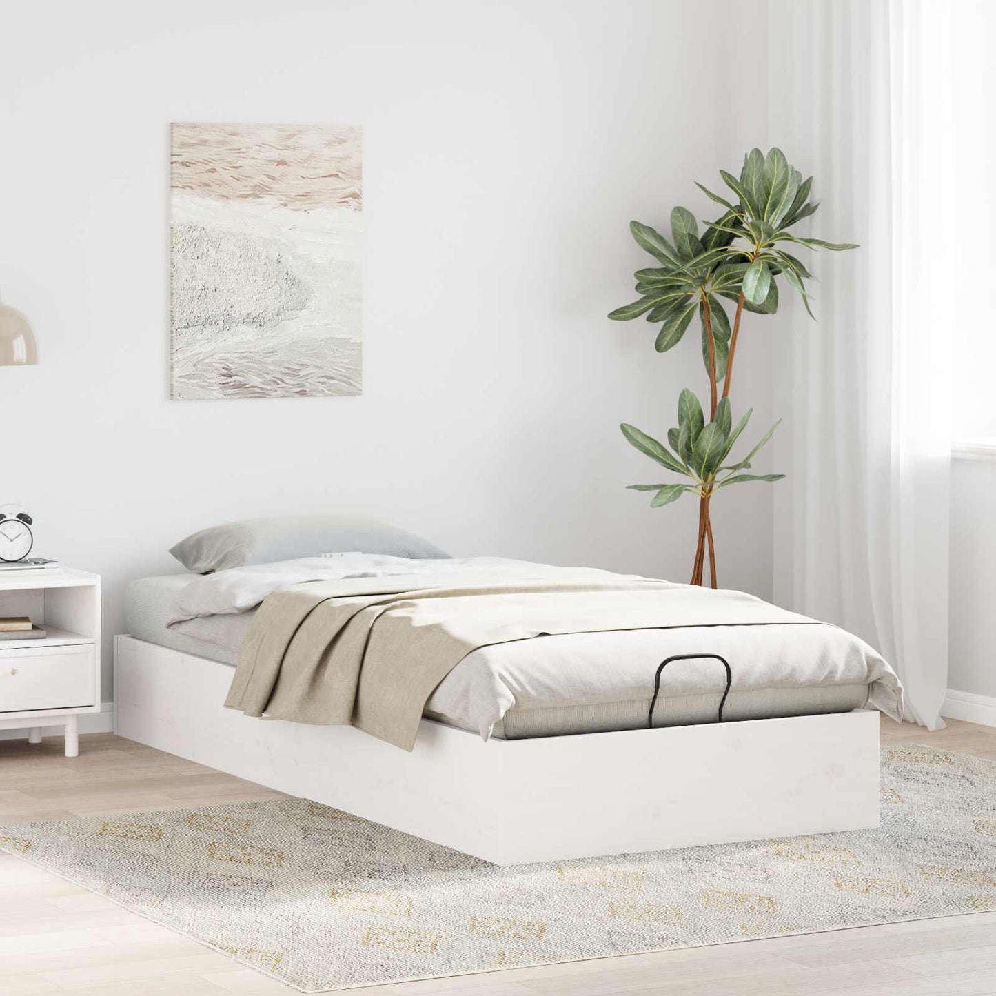 Telaio del Letto Ottomano con Ripostiglio Bianco 80 x 200 cm | homemem39