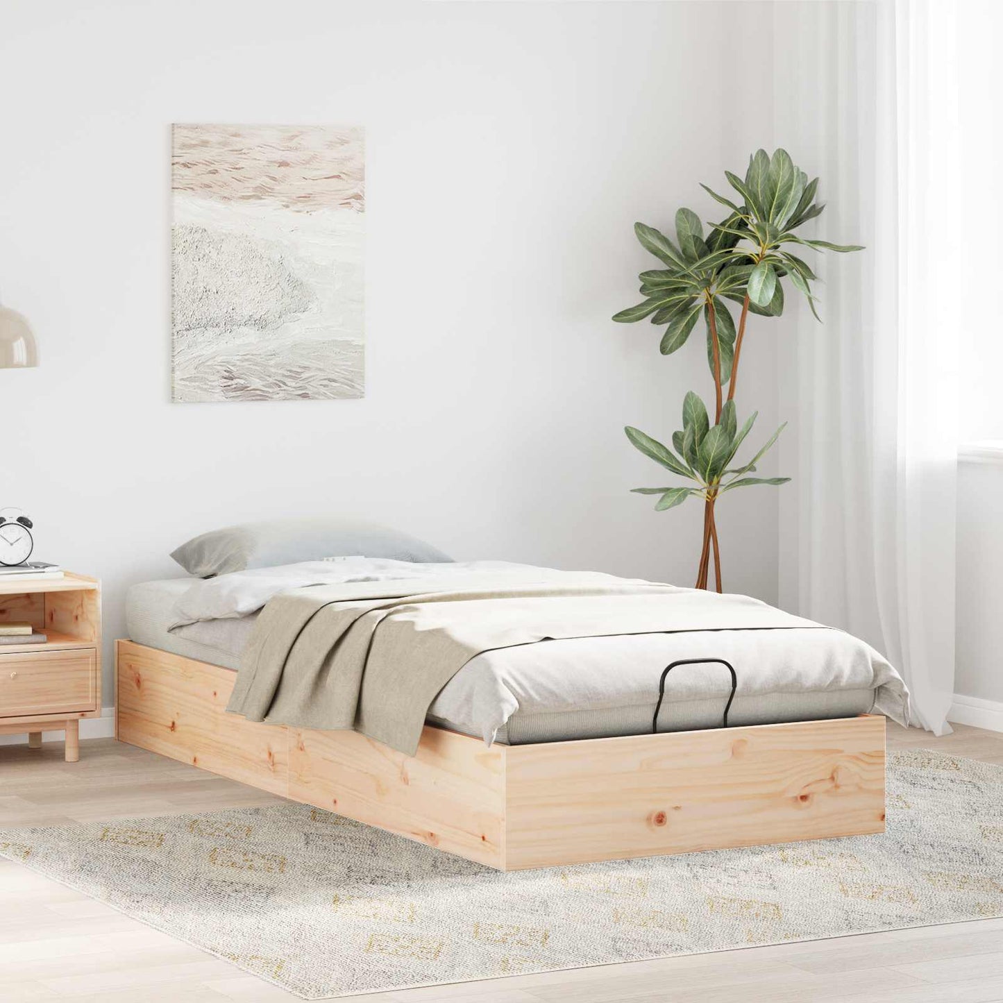 Telaio del Letto Ottomano con Ripostiglio Naturale 100 x 200 cm | homemem39
