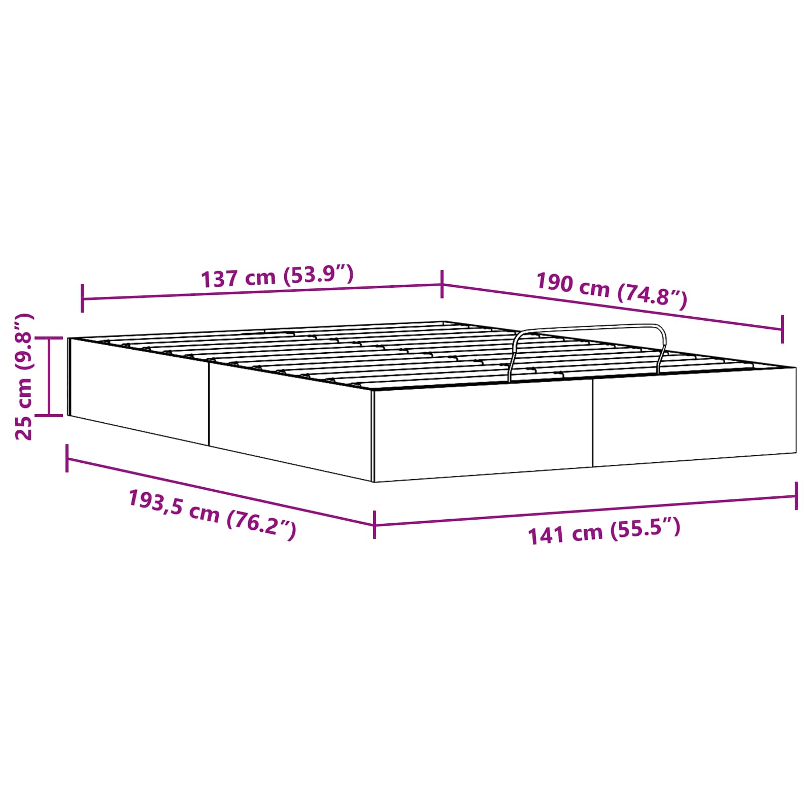 Telaio del Letto Ottomano con Ripostiglio Naturale 140 x 190 cm | homemem39