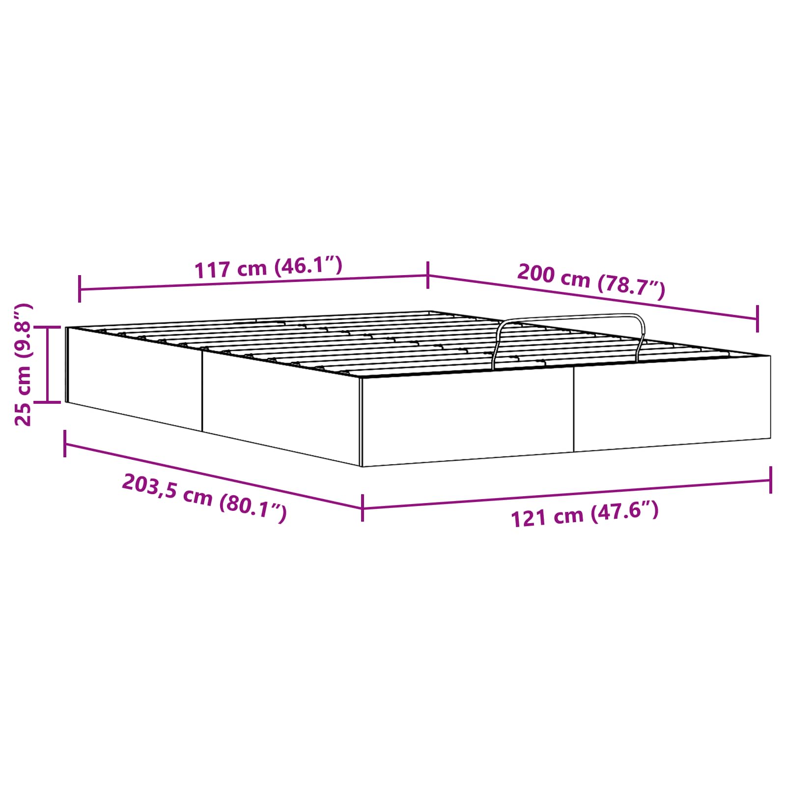 Telaio del Letto Ottomano con Ripostiglio Naturale 120 x 200 cm | homemem39