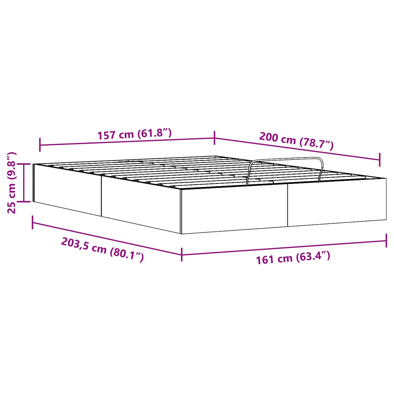 Telaio del Letto Ottomano con Ripostiglio Naturale 160 x 200 cm | homemem39