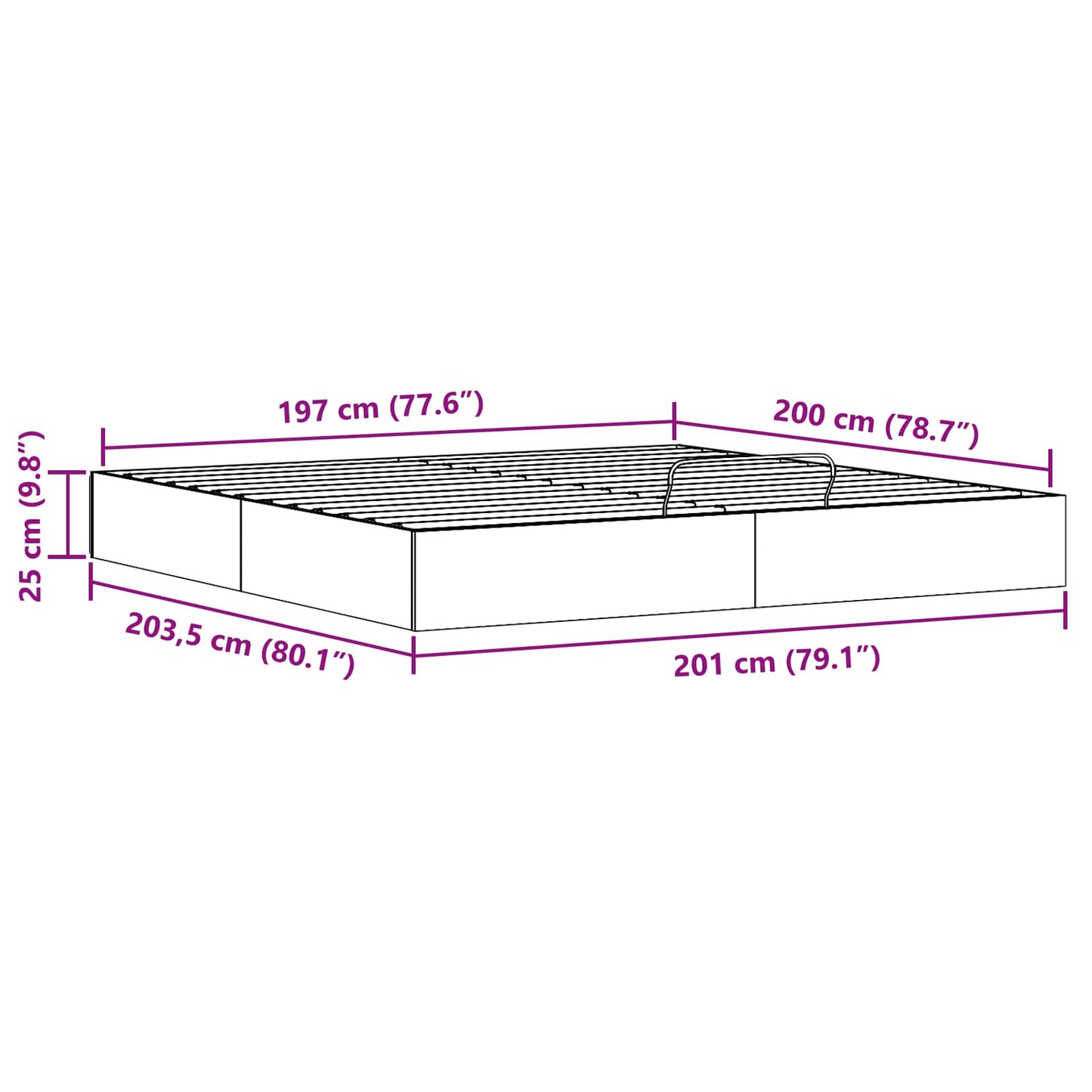 Telaio del Letto Ottomano con Ripostiglio Bianco 200 x 200 cm | homemem39