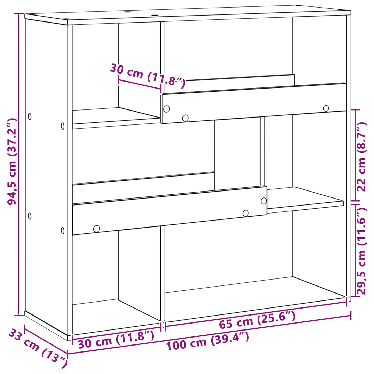 Scaffale per Libri Rovere Nero 100 x 33 x 94,5 cm | homemem39