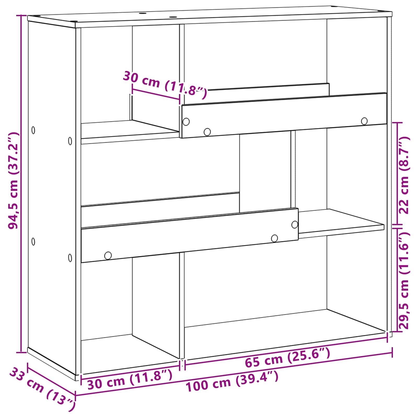 Scaffale per Libri Rovere Nero 100 x 33 x 94,5 cm | homemem39
